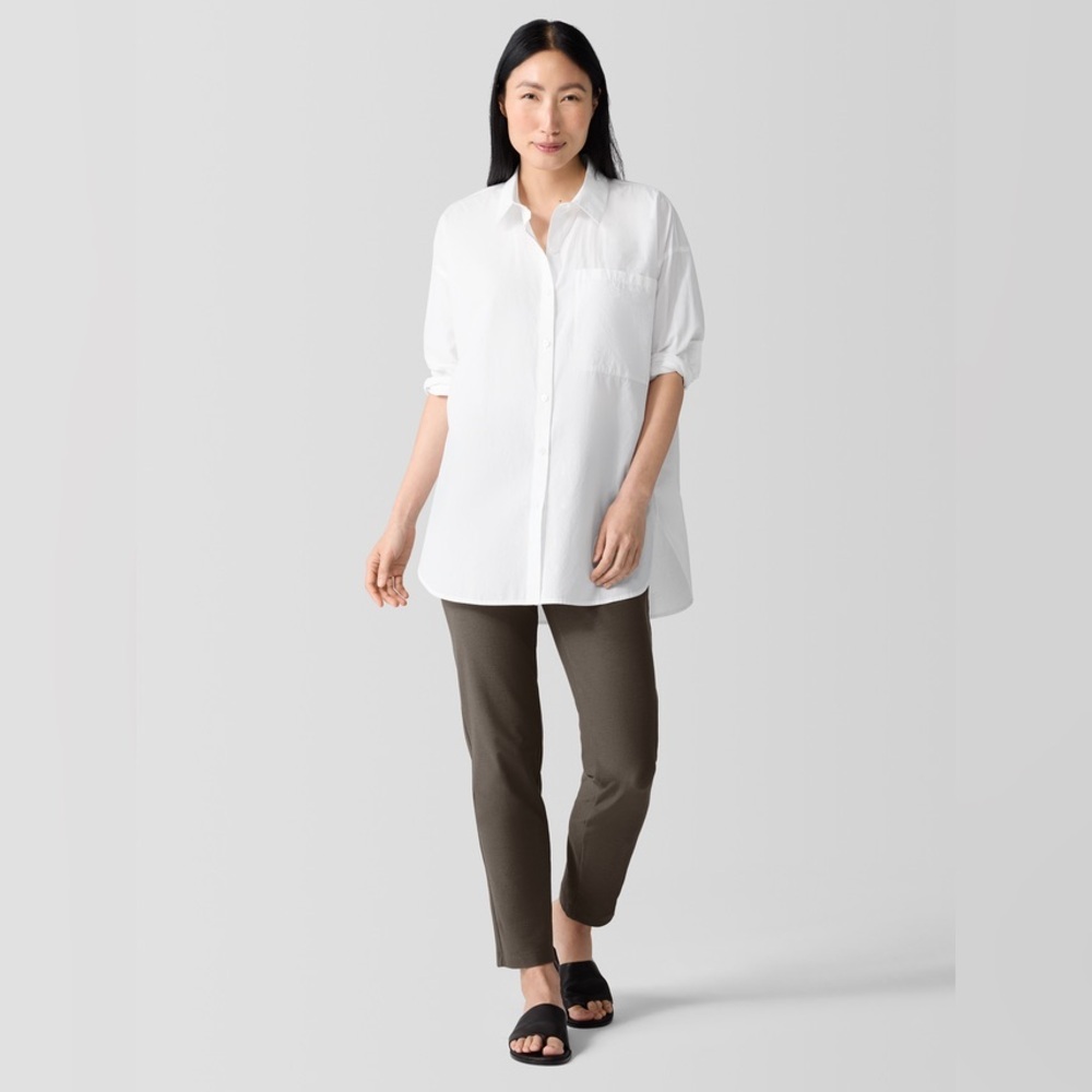 Eileen Fisher Chocolate Brown Petite Medium Pull on Trousers Pants